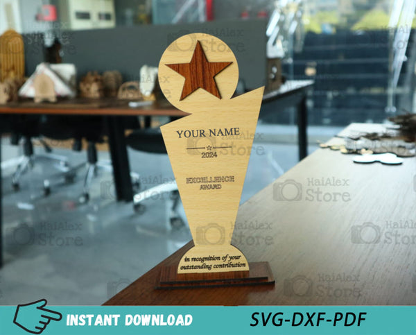 Personalized Wooden Trophy MDF 3mm Laser Cut Files