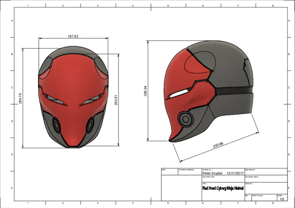 Red Hood Cyborg Ninja Helmet 3D Model Ready to Print