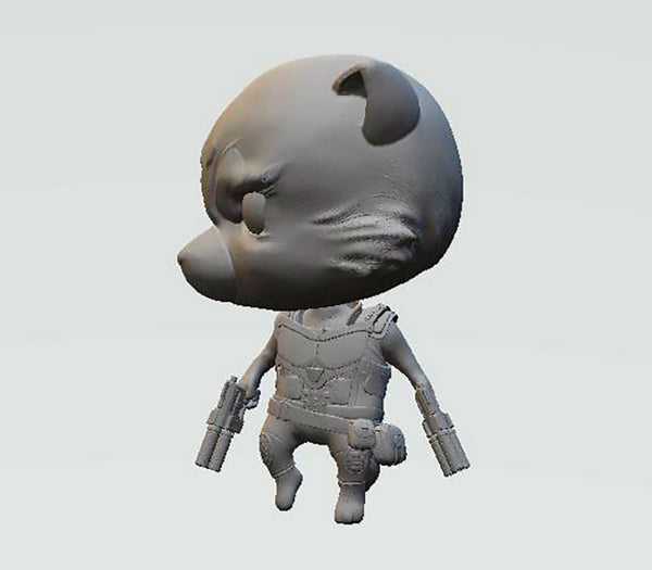 Rocket Raccoon Chibi 3D Model Ready to Print STL