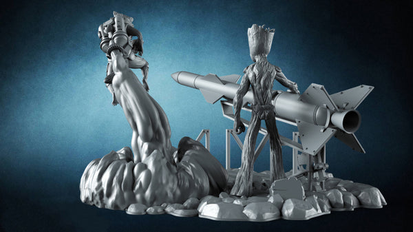 Rocket Raccoon and Groot 3D Model Ready to Print STL