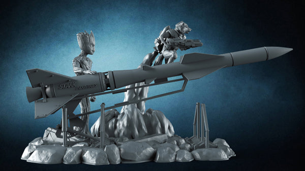 Rocket Raccoon and Groot 3D Model Ready to Print STL