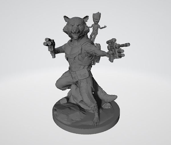 Rocket Raccoon and Groot 3D Model Ready to Print STL5