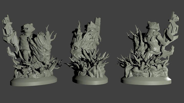 Rocket and Groot 3D Model Ready to Print STL