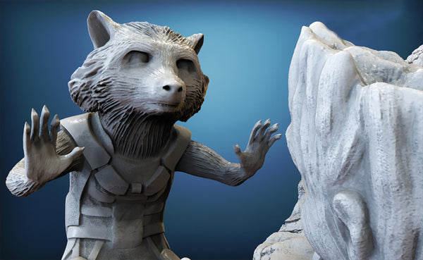 Rocket and Groot Diorama 3D Model Ready to Print STL