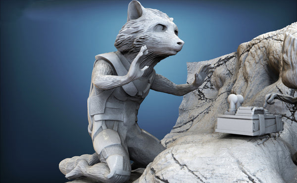 Rocket and Groot Diorama 3D Model Ready to Print STL