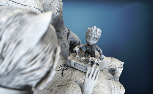 Rocket and Groot Diorama 3D Model Ready to Print STL