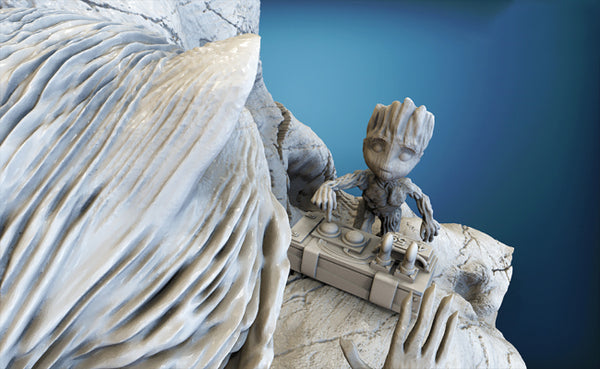 Rocket and Groot Diorama 3D Model Ready to Print STL