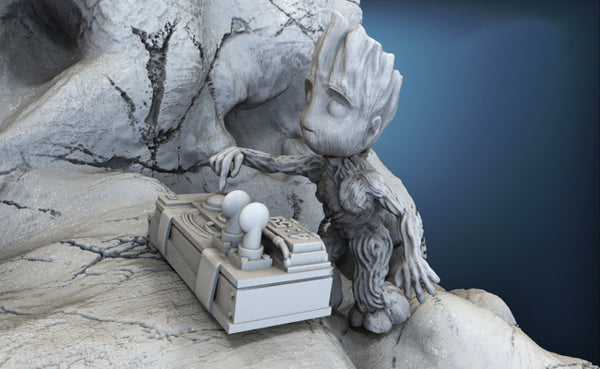 Rocket and Groot Diorama 3D Model Ready to Print STL