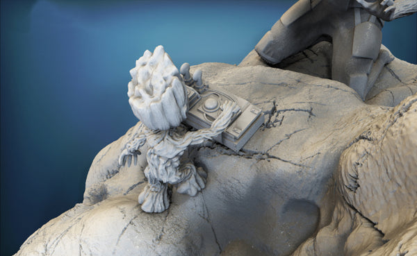 Rocket and Groot Diorama 3D Model Ready to Print STL