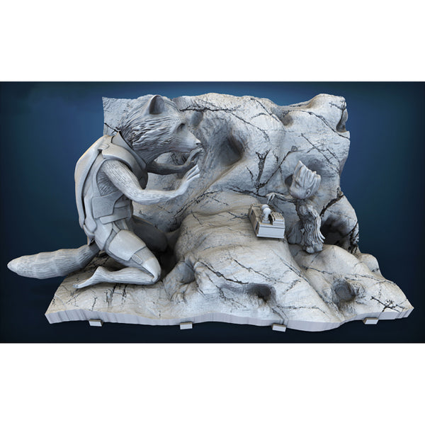 Rocket and Groot Diorama 3D Model Ready to Print STL