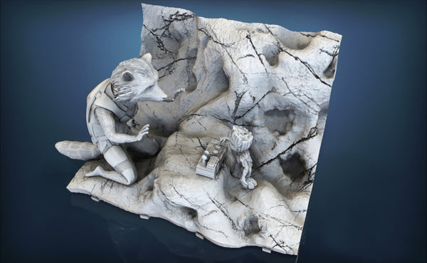 Rocket and Groot Diorama 3D Model Ready to Print STL