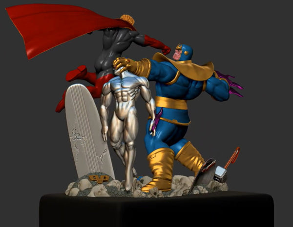 Thanos vs Adam Warlock vs Silver Surfer Diorama 3D Model Ready to Print