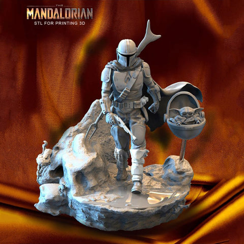 The Mandalorian and Baby Yoda 3D Model Ready to Print