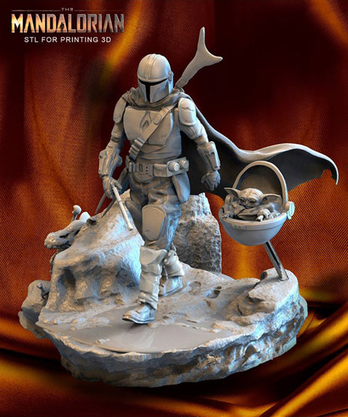 The Mandalorian and Baby Yoda 3D Model Ready to Print