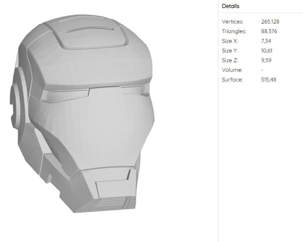 War Machine MK1 Helmet Iron Man Mark 1 3D Model Ready to Print