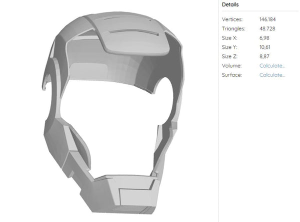 War Machine MK1 Helmet Iron Man Mark 1 3D Model Ready to Print