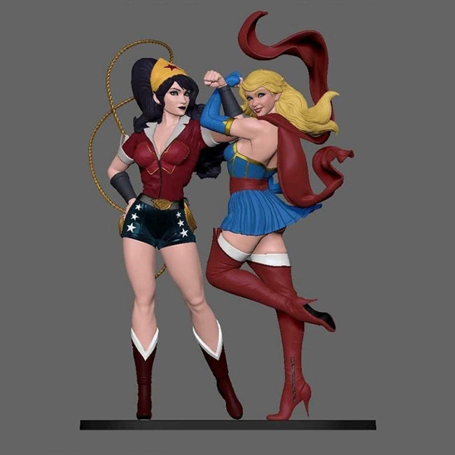 Wonder Woman vs Super Girl from DC 3D Model Ready to Print