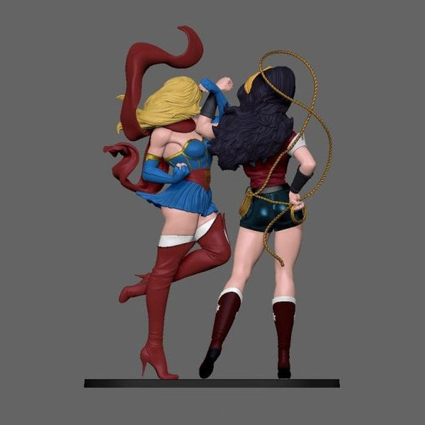 Wonder Woman vs Super Girl from DC 3D Model Ready to Print