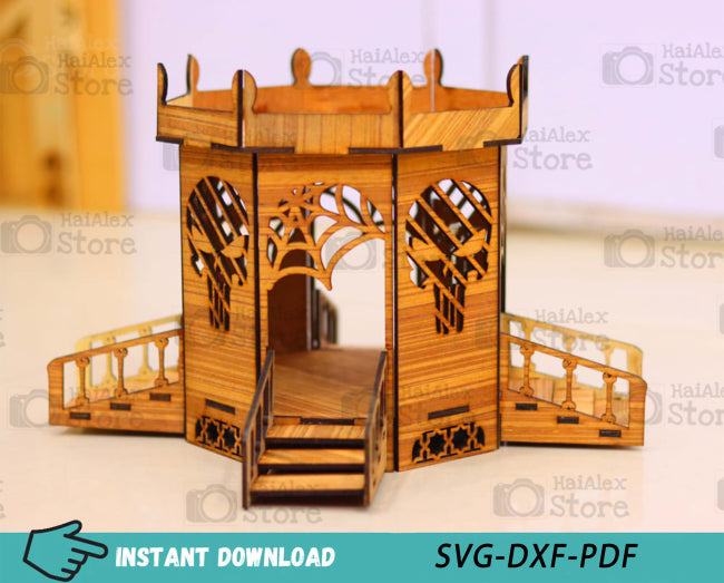 Wooden Bandstand Miniature Dollhouse MDF 3mm Laser Cut Files