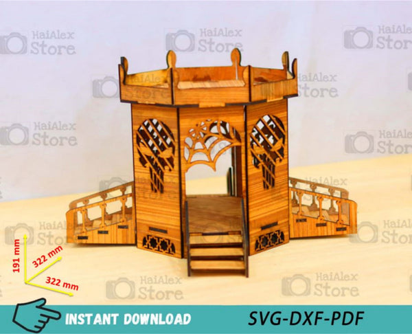 Wooden Bandstand Miniature Dollhouse MDF 3mm Laser Cut Files