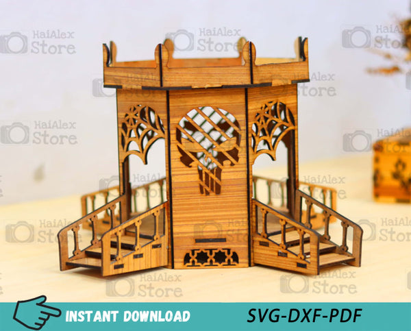 Wooden Bandstand Miniature Dollhouse MDF 3mm Laser Cut Files