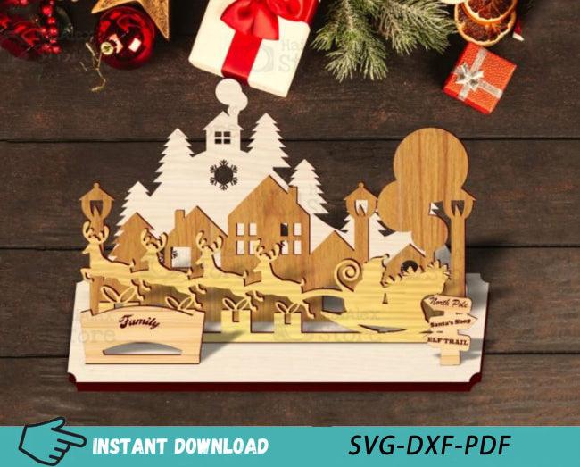 Wooden Christmas Scene Laser Cut Files