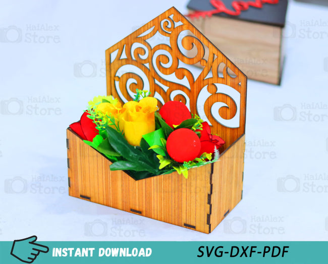 Wooden Flower Basket Plywood 3mm Laser Cut Files