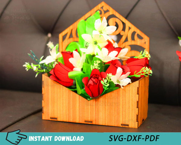 Wooden Flower Basket Plywood 3mm Laser Cut Files