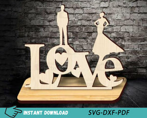 Wooden Heart Love Stand 3mm Laser Cut Files