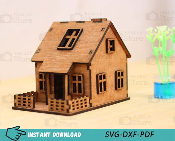 Wooden Miniature House 3mm Laser Cut Files