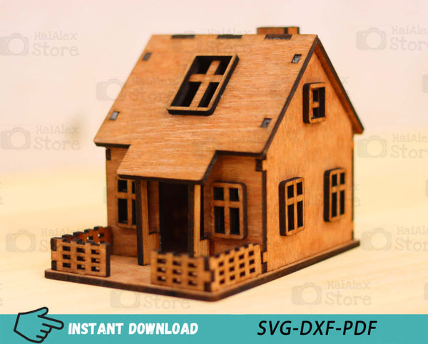 Wooden Miniature House 3mm Laser Cut Files