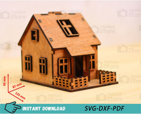 Wooden Miniature House 3mm Laser Cut Files