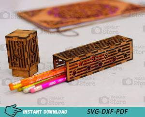 Wooden Pencil Case MDF 3mm Laser Cut Files