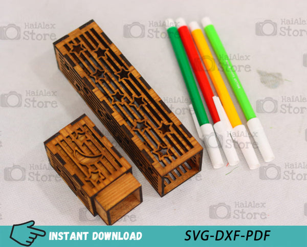 Wooden Pencil Case MDF 3mm Laser Cut Files