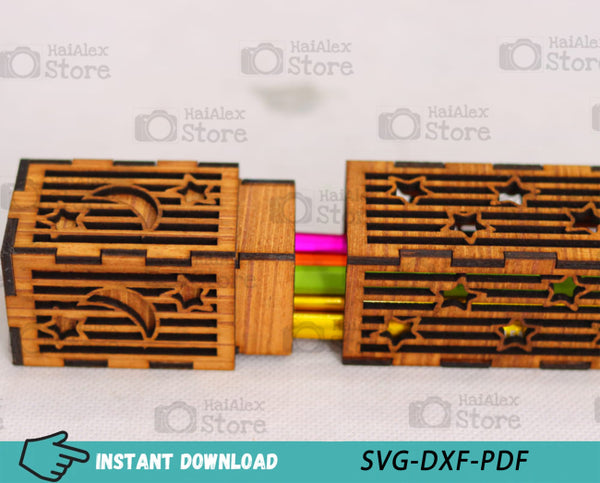 Wooden Pencil Case MDF 3mm Laser Cut Files