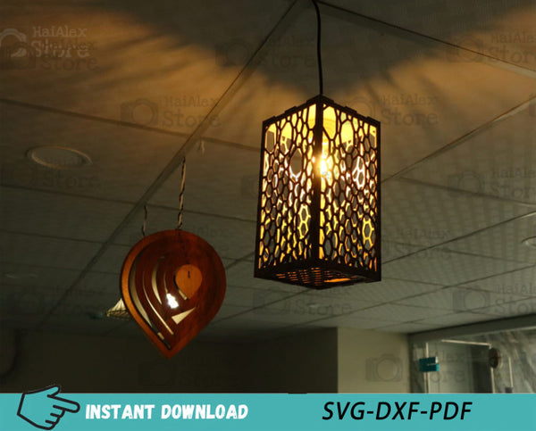 Wooden Pendant Light Hanging Lamp MDF 3mm Laser Cut Files