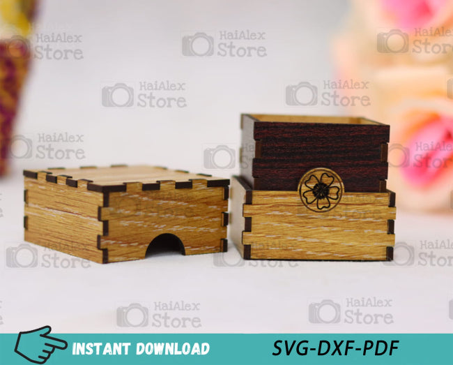 Wooden Ring Box MDF 3mm Laser Cut Files