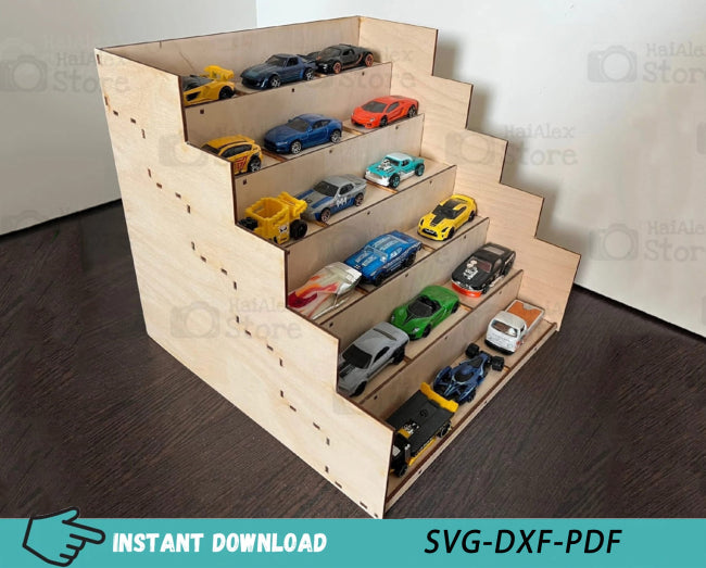 Wooden Toy Car Storage Shelf MDF 3mm Laser Cut Files