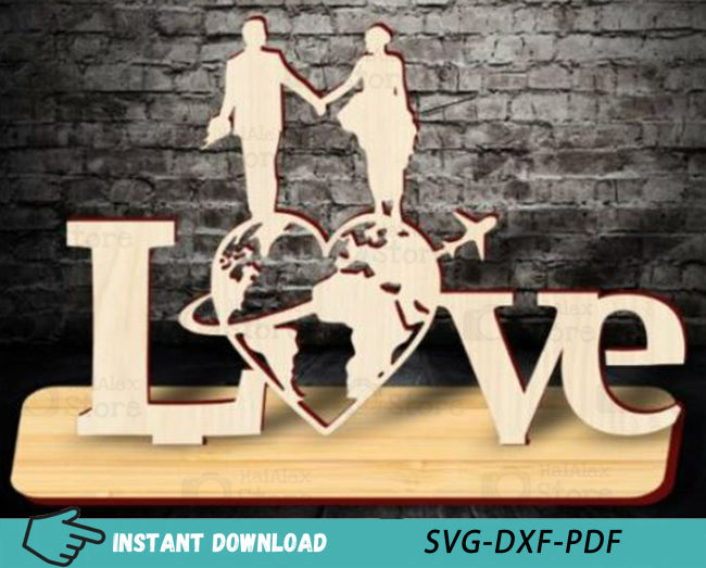 Wooden Wedding Love Stand 3mm Laser Cut Files