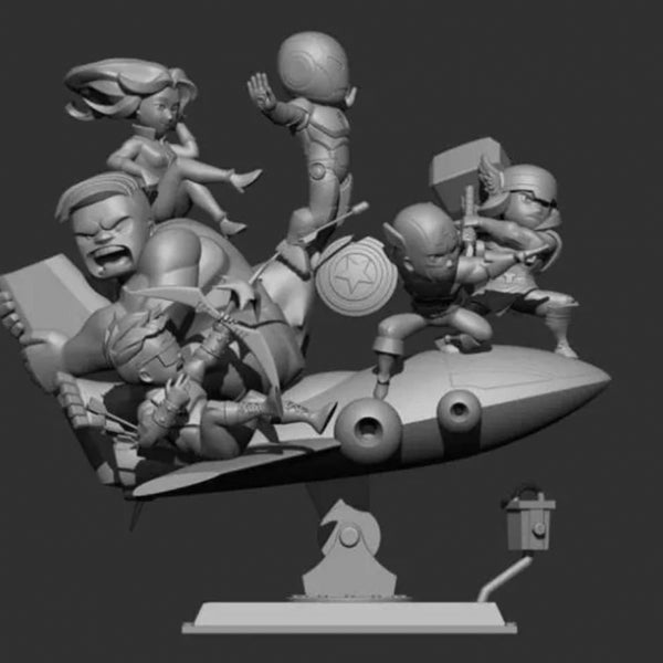 Avengers Assemble Chibi 3D model ready print