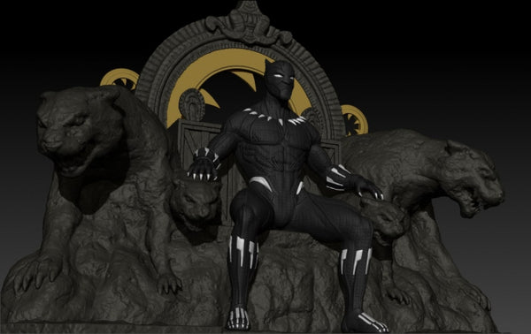 Black Panther on Throne 3D print model