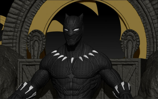 Black Panther on Throne 3D print model