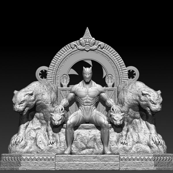 Black Panther on Throne 3D print model