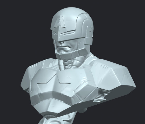 Captain America Bust 3D Printing Model Stl Obj Fbx