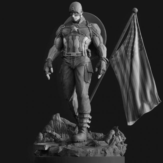 Captain America Statue 3D model STL for 3D Printing