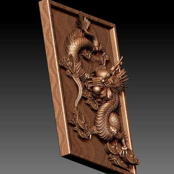 Chinese dragon relief 3d model for CNC router Carved Engraving