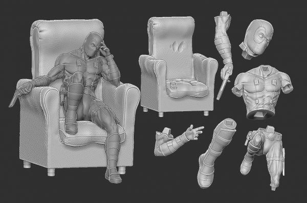 Deadpool Statue 3D Model Ready to Print STL Format