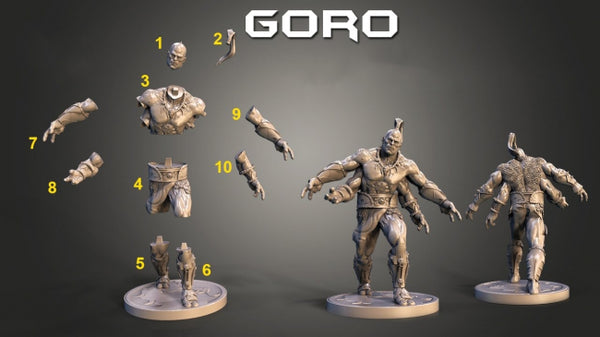 Goro 3D model STL FBX 3mf file for 3D Print CNC router carved