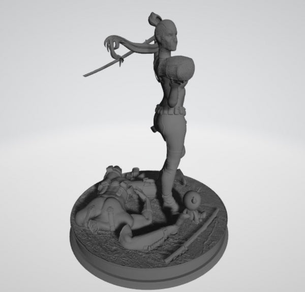 Lady Deadpool Diorama 3D Model Ready to Print SLA Only