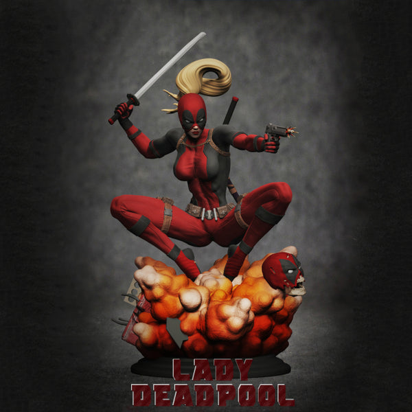 Lady Deadpool Statue 3D Model Ready to Print STL